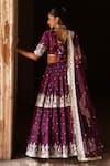 Shop_Preevin_Purple Chanderi Silk, Tulle Sequins, Wine Forest Lehenga Set With Dupatta _at_Aza_Fashions