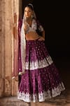 Buy_Preevin_Purple Chanderi Silk, Tulle Sequins, Wine Forest Lehenga Set With Dupatta _Online_at_Aza_Fashions