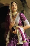 Buy_Preevin_Purple Chanderi Silk, Tulle Sequins, Wine Big Border Lehenga Set With Dupatta _Online_at_Aza_Fashions