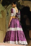 Shop_Preevin_Purple Chanderi Silk, Tulle Sequins, Wine Big Border Lehenga Set With Dupatta _at_Aza_Fashions