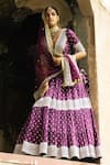 Buy_Preevin_Purple Chanderi Silk, Tulle Sequins, Wine Big Border Lehenga Set With Dupatta _at_Aza_Fashions