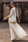 Buy_Preevin_Off White Cotton, Tulle Gold Forest Fringe Straight Sharara Set With Dupatta _Online_at_Aza_Fashions