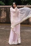 Buy_Preevin_Pink Chanderi Silk, Tulle Onion Big Border Straight Sharara Set With Dupatta 