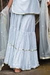 Preevin_Blue Chanderi Silk, Tulle Sequins, Ice Dots Straight Sharara Set With Dupatta _Online_at_Aza_Fashions