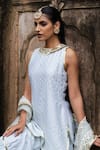Preevin_Blue Chanderi Silk, Tulle Sequins, Ice Dots Straight Sharara Set With Dupatta _at_Aza_Fashions