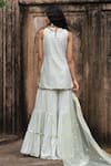 Shop_Preevin_Mint Chanderi Silk, Tulle Sequins, Dots Straight Sharara Set With Dupatta _at_Aza_Fashions
