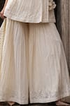 Preevin_Off White Shantoon, Tulle Sequins, Golden Forest Peplum Kurta Sharara Set _Online_at_Aza_Fashions