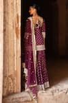 Shop_Preevin_Wine Chanderi Silk, Tulle Sequins, Big Border Straight Sharara Set With Dupatta _at_Aza_Fashions