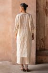 Shop_Preevin_Off White Cotton Sequins, Embroidery Split Kurta With Pant _at_Aza_Fashions