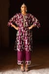 Buy_Preevin_Wine Chanderi Silk, Cotton Sequins, Kurta With Pant _at_Aza_Fashions