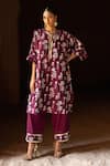 Buy_Preevin_Wine Chanderi Silk, Cotton Sequins, Kurta With Pant _Online_at_Aza_Fashions