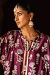 Shop_Preevin_Wine Chanderi Silk, Cotton Sequins, Kurta With Pant _Online_at_Aza_Fashions