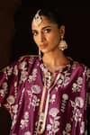 Preevin_Wine Chanderi Silk, Cotton Sequins, Kurta With Pant _at_Aza_Fashions