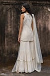 Shop_Preevin_Off White Cotton, Tulle Sequins, Embroidery Gold Dots Sharara Set With Dupatta _at_Aza_Fashions