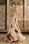 Buy_Diyarajvvir_Ivory Tulle, Crepe, Georgette Beads, Sequins Sweetheart Floral Print Lehenga Set _Online_at_Aza_Fashions