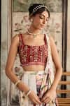Diyarajvvir_Ivory Tulle, Georgette Sequins, Beads Floral Print Lehenga Saree With Blouse _Online_at_Aza_Fashions