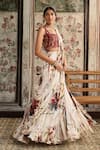 Buy_Diyarajvvir_Ivory Tulle, Georgette Sequins, Beads Floral Print Lehenga Saree With Blouse _Online_at_Aza_Fashions