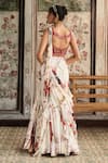 Shop_Diyarajvvir_Ivory Tulle, Georgette Sequins, Beads Floral Print Lehenga Saree With Blouse _at_Aza_Fashions
