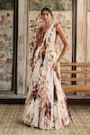 Buy_Diyarajvvir_Ivory Tulle, Georgette Sequins, Beads Floral Print Lehenga Saree With Blouse _at_Aza_Fashions
