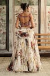 Shop_Diyarajvvir_Ivory Tulle, Organza Sequins, Beads Square Neck Floral Print Lehenga Set _at_Aza_Fashions