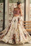 Buy_Diyarajvvir_Ivory Tulle, Organza Sequins, Beads Square Neck Floral Print Lehenga Set _Online_at_Aza_Fashions