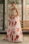Buy_Diyarajvvir_Ivory Crepe, Georgette, Tulle Sequins, Mirrors Square Floral Print Lehenga Set _Online_at_Aza_Fashions