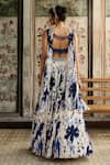 Shop_Diyarajvvir_Blue Tulle, Crepe, Georgette Beads, Sequins Scoop Neck Floral Print Lehenga Set _at_Aza_Fashions