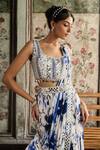 Diyarajvvir_Ivory Crepe, Georgette Beads, Embroidery Printed Pre-draped Skirt Saree Set _Online_at_Aza_Fashions