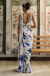 Shop_Diyarajvvir_Ivory Crepe, Georgette Beads, Embroidery Printed Pre-draped Skirt Saree Set _at_Aza_Fashions