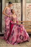 Diyarajvvir_Fuchsia Crepe, Georgette, Organza Sequins, Beads, Fuschia Printed Lehenga Set _Online_at_Aza_Fashions