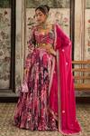 Shop_Diyarajvvir_Fuchsia Crepe, Georgette, Organza Sequins, Beads, Fuschia Printed Lehenga Set _Online_at_Aza_Fashions