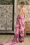 Shop_Diyarajvvir_Fuchsia Crepe, Georgette Sequins, Fuschia Designer Pre-draped Saree Set _at_Aza_Fashions
