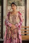 Diyarajvvir_Fuchsia Georgette Sequins Square Neck Fuschia Designer Anarkali With Dupatta _Online_at_Aza_Fashions