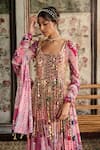Buy_Diyarajvvir_Fuchsia Georgette Sequins Square Neck Fuschia Designer Anarkali With Dupatta _Online_at_Aza_Fashions