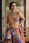 Buy_Diyarajvvir_Multi Color Crepe, Georgette Sequins, Beads, Embroidery Printed Lehenga Set _Online_at_Aza_Fashions