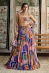 Buy_Diyarajvvir_Multi Color Crepe, Georgette Sequins, Beads, Embroidery Printed Lehenga Set _at_Aza_Fashions