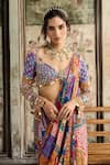 Diyarajvvir_Multi Color Crepe, Georgette Beads, Sequins Pre-draped Sharara Saree With Blouse _Online_at_Aza_Fashions