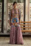 Buy_Diyarajvvir_Multi Color Georgette, Silk Embroidery Round Neck Printed Jacket And Gharara Set _at_Aza_Fashions