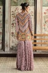 Shop_Diyarajvvir_Multi Color Georgette, Silk Embroidery Round Neck Printed Jacket And Gharara Set _at_Aza_Fashions