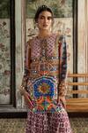 Buy_Diyarajvvir_Multi Color Georgette, Silk Embroidery Round Neck Printed Jacket And Gharara Set _Online_at_Aza_Fashions
