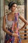 Diyarajvvir_Multi Color Crepe, Georgette Sequins, Beads Pre-draped Skirt Saree With Blouse _Online_at_Aza_Fashions