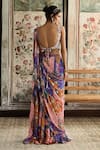 Shop_Diyarajvvir_Multi Color Crepe, Georgette Sequins, Beads Pre-draped Skirt Saree With Blouse _at_Aza_Fashions