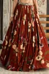 Diyarajvvir_Rust Crepe, Georgette Sequins, Beads, Embroidery Floral Print Lehenga Set _Online_at_Aza_Fashions