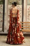 Shop_Diyarajvvir_Rust Crepe, Georgette Sequins, Beads, Embroidery Floral Print Lehenga Set _at_Aza_Fashions