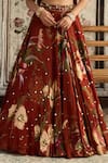 Shop_Diyarajvvir_Rust Crepe, Organza, Georgette Sequins, Embroidery Floral Print Lehenga Set _Online_at_Aza_Fashions