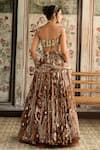 Shop_Diyarajvvir_Brown Crepe, Georgette Sequins, Embroidery Square Caramel Printed Lehenga Set _at_Aza_Fashions