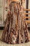 Shop_Diyarajvvir_Brown Crepe, Georgette Sequins, Embroidery Square Caramel Printed Lehenga Set _Online_at_Aza_Fashions