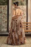 Shop_Diyarajvvir_Brown Georgette Beads, Sequins Round Neck Caramel Printed Lehenga Set _at_Aza_Fashions