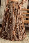 Buy_Diyarajvvir_Brown Crepe, Georgette Sequins, Beads Sweetheart Printed Caramel Lehenga Set _Online_at_Aza_Fashions