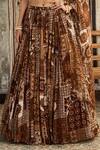 Shop_Diyarajvvir_Brown Tulle, Georgette Sequins, Beads V-neck Caramel Printed Lehenga Set _Online_at_Aza_Fashions